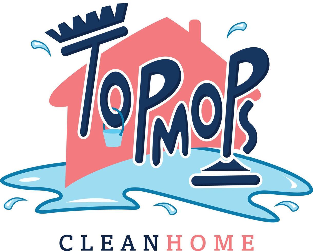 Home apartment cleaning and washing service vector logo design template.