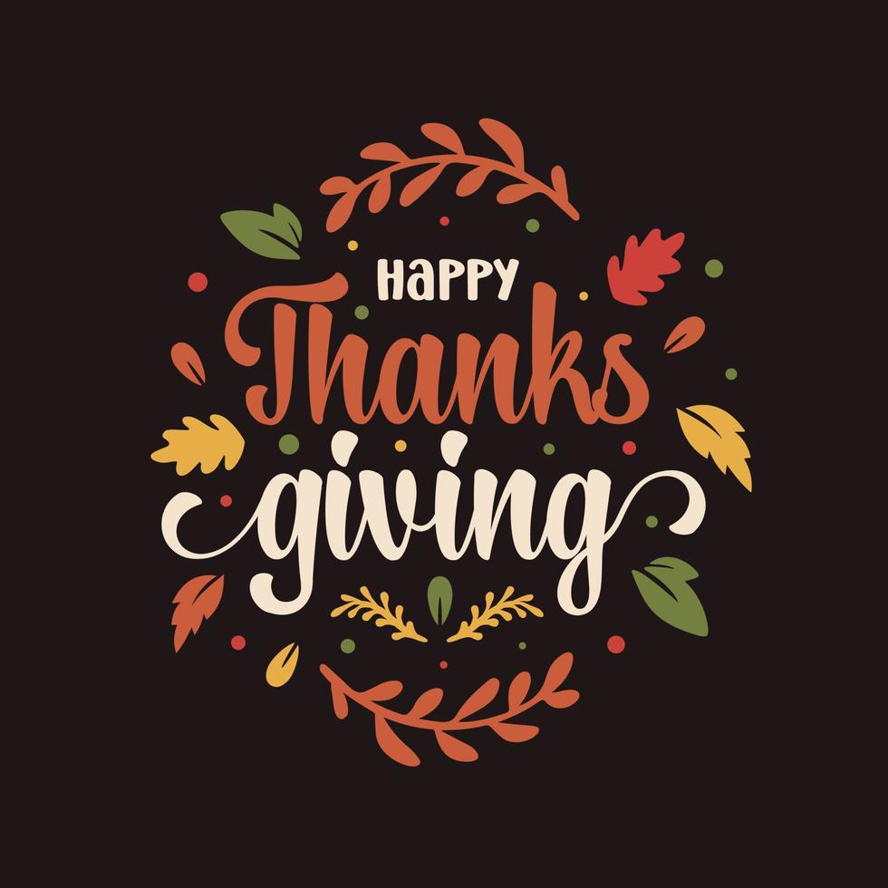 Autumn colored Thanskgiving holiday message vector, autumn leaves, berries vector