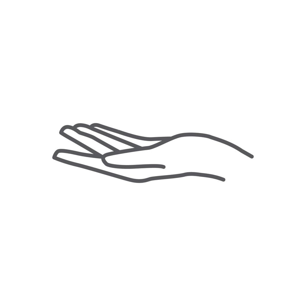 gesto de dibujo a mano que da un diseño lineal. vector de icono de mano. símbolo de la mano de dar icono. diseño de logotipo para el cuidado de las manos. ilustración vectorial