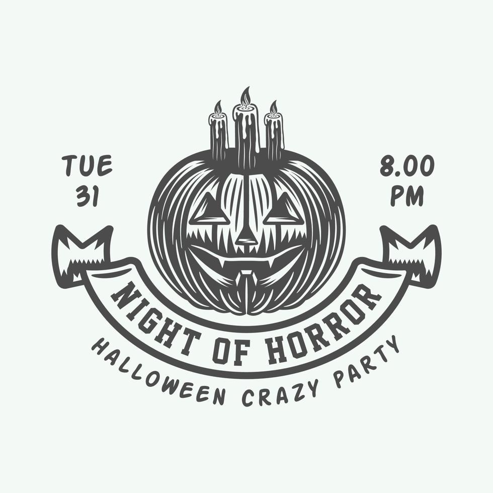 Vintage retro halloween logo, emblem, badge, label, mark, patche Monochrome Graphic Art Illustration Vector