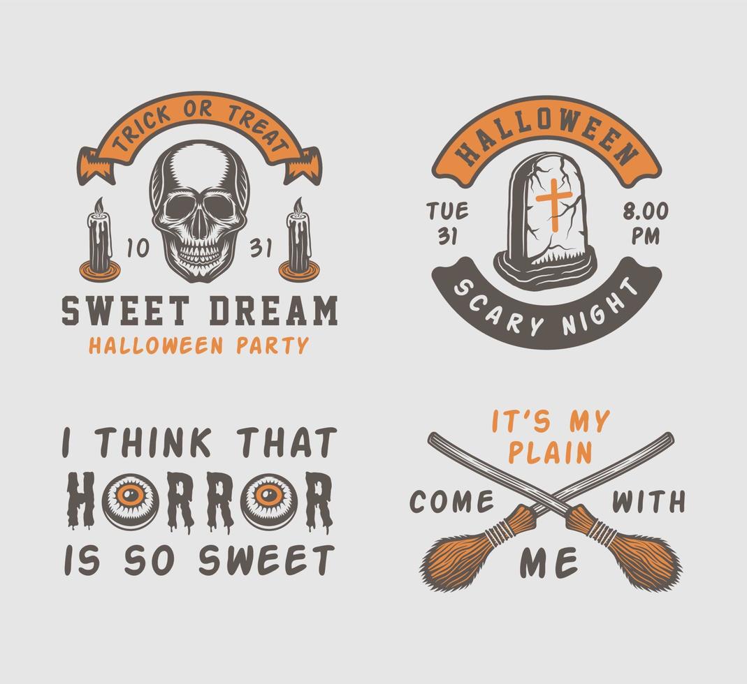 Vintage retro halloween logos, emblems, badges, labels, marks, patches. vector