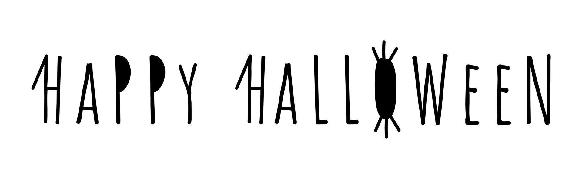 cartel de letras de feliz halloween. vector banner de halloween, invitación, tarjeta de felicitación