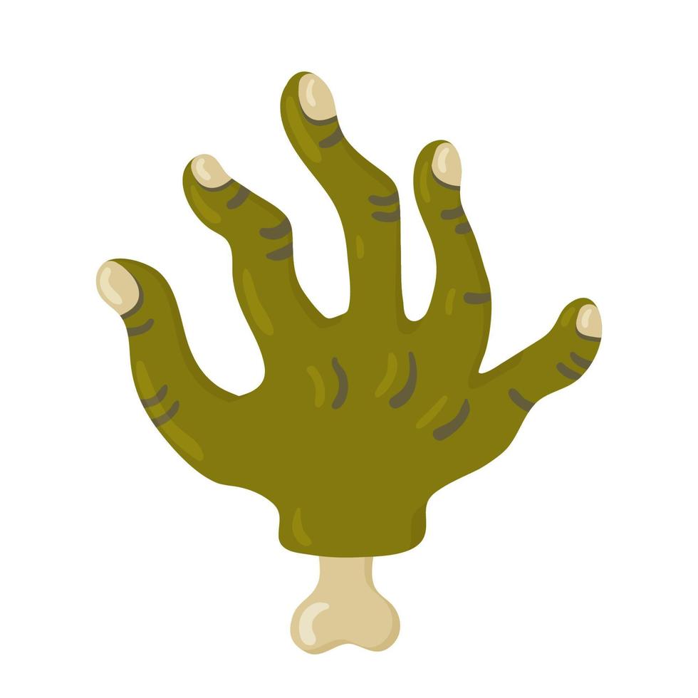 Cartoon Zombie Hand for horror halloween design. Isolated on White Background. vector