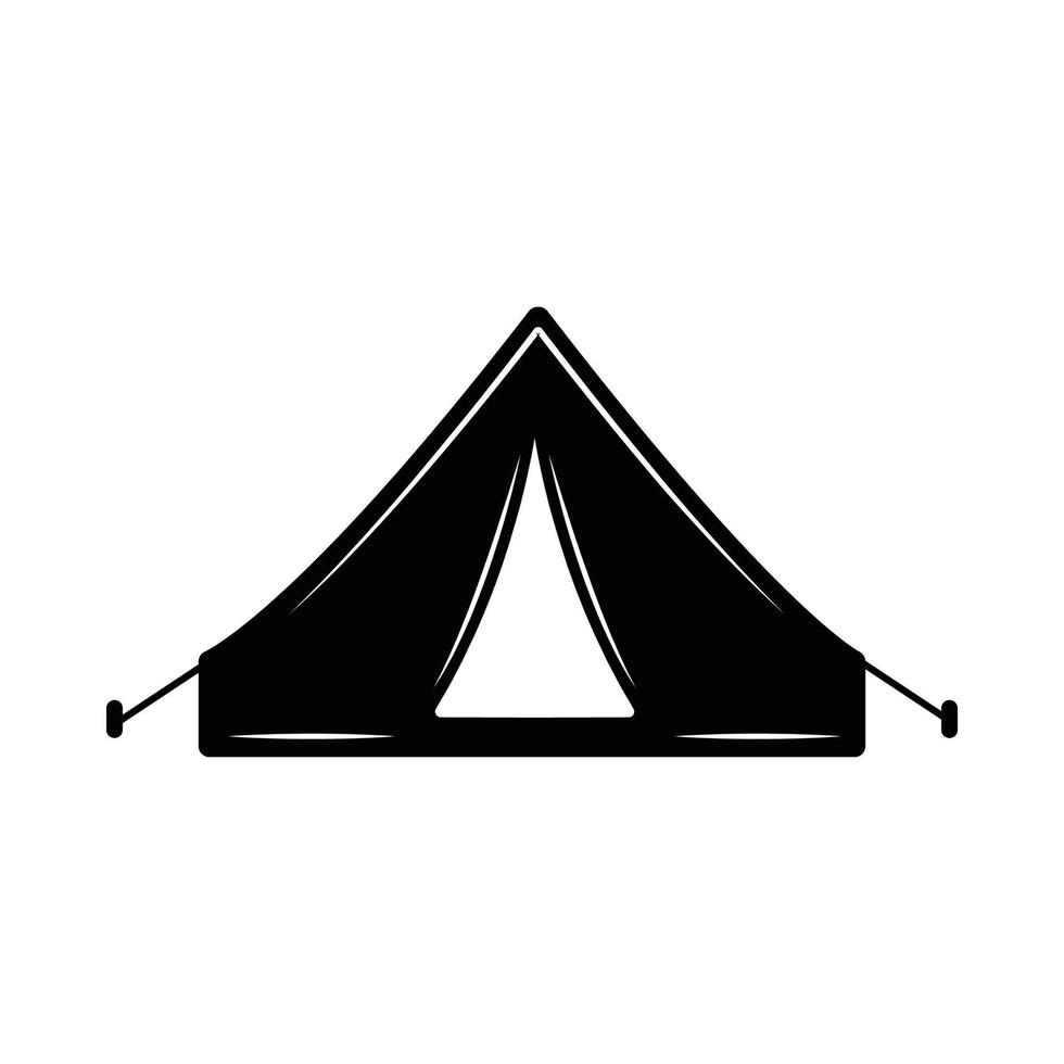 carpa retro vintage para acampar. se puede usar como emblema, logotipo, placa, etiqueta. marca, cartel o impresión. arte gráfico monocromático. vector