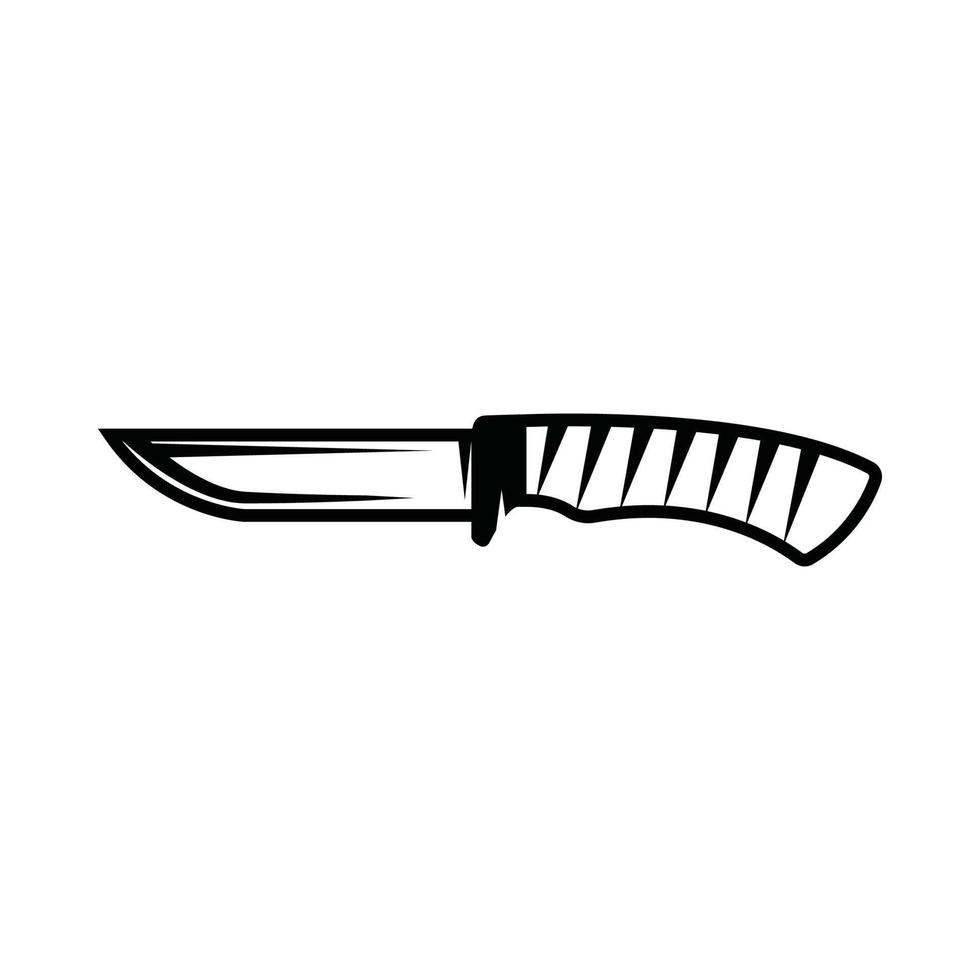 cuchillo de caza retro vintage para acampar. se puede usar como emblema, logotipo, insignia, etiqueta. marca, cartel o impresión. arte gráfico monocromático. vector