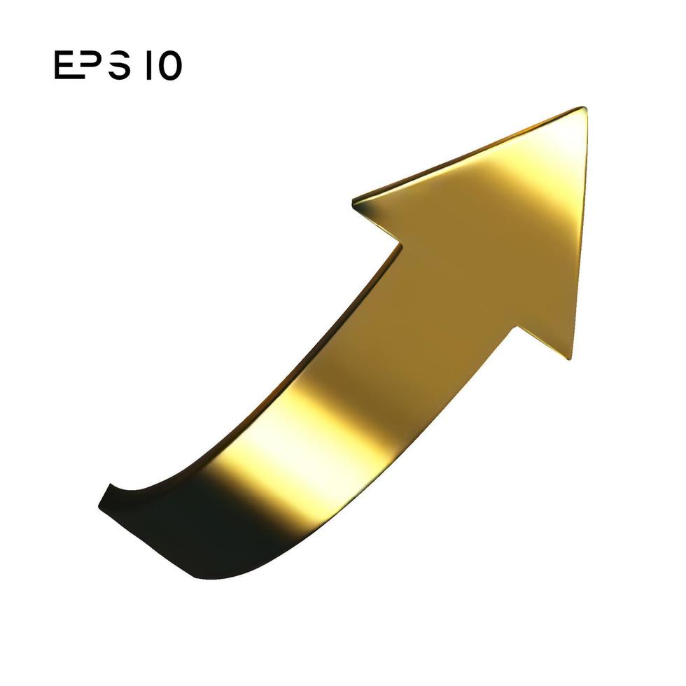 giro de flecha de oro aislado sobre fondo negro. símbolo de botón de flecha vectorial. ilustración vectorial vector