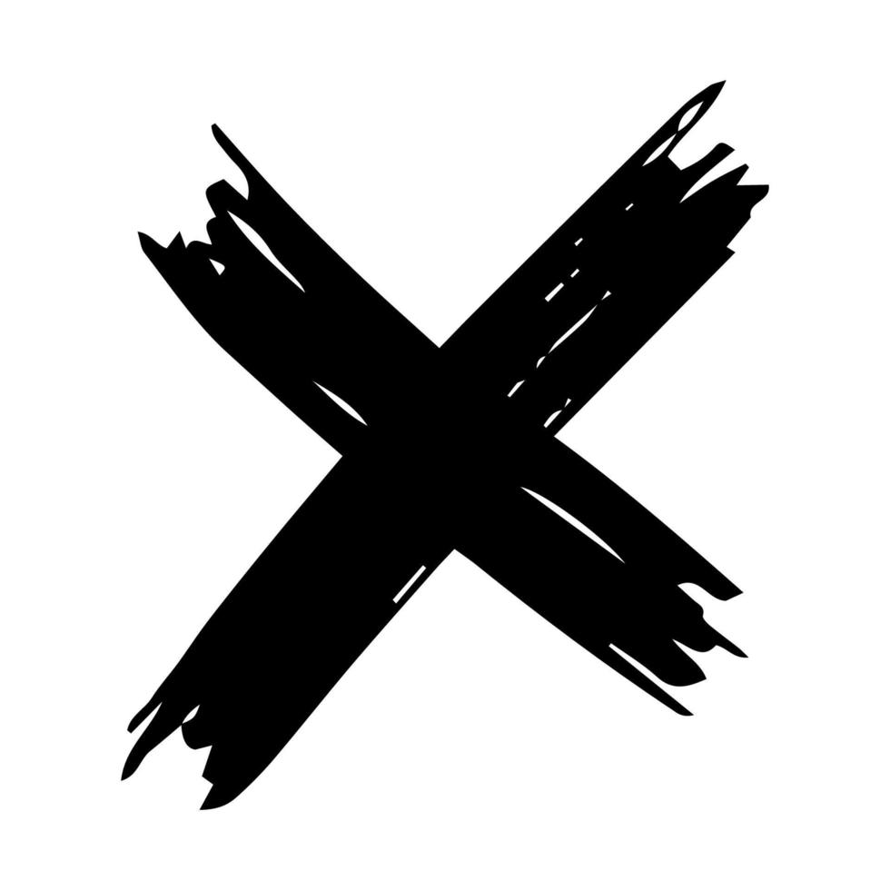 Hand drawn cross symbol. Black sketch cross symbol on white background. Vector illustration