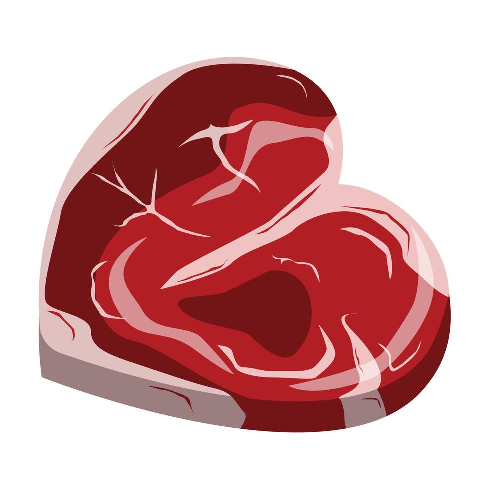 vector de una rebanada de carne en forma de amor