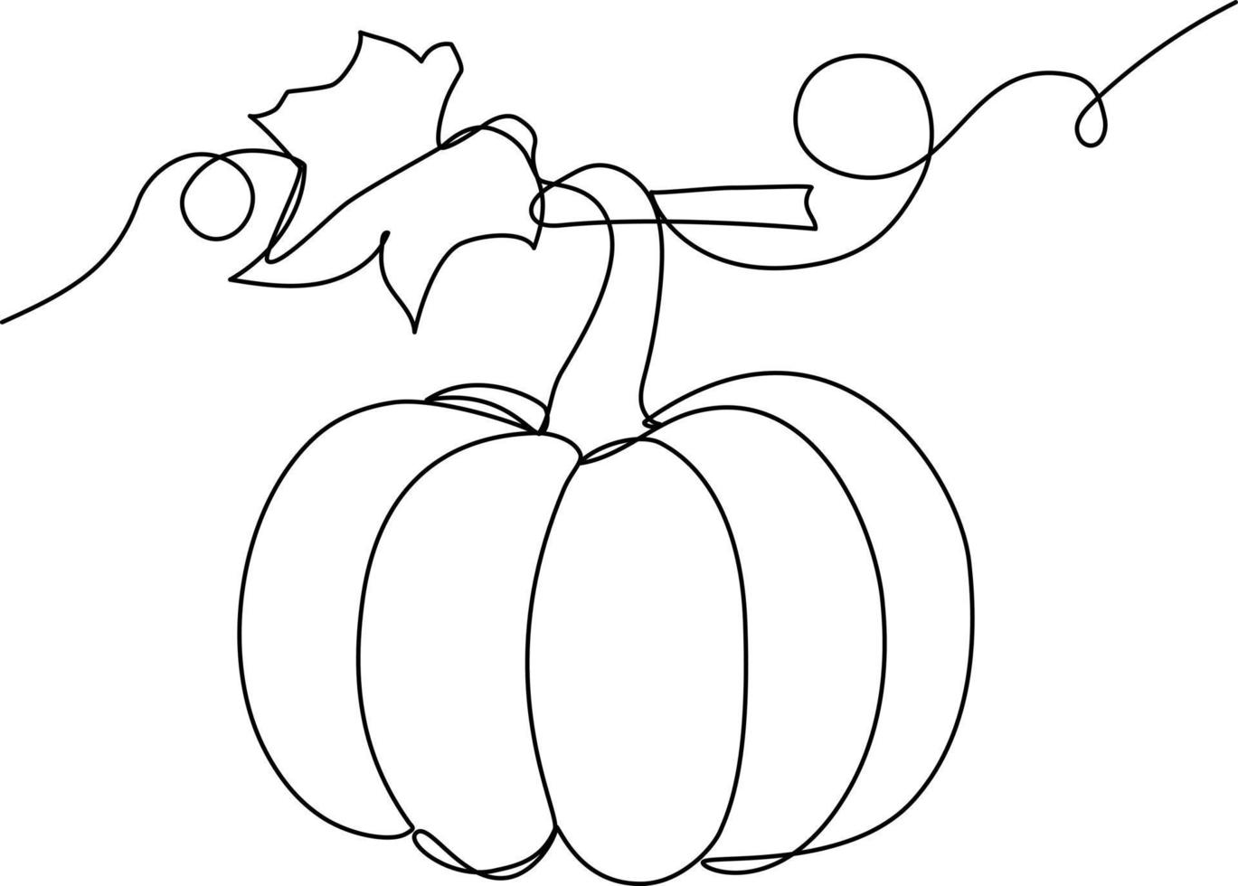 Trendy contour pumpkin with leaf drawing vector