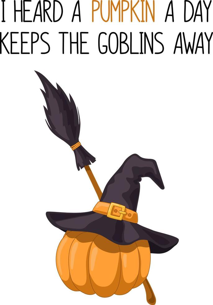 Halloween greeting card with cute pumpkin vector