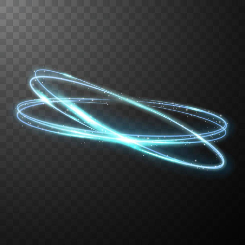 Blue glowing shiny spiral lines abstract light speed and shiny wavy trail vector