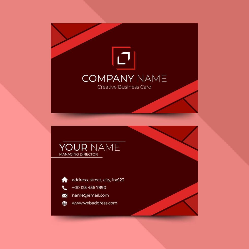 Modern red business card design template, design vector illustration
