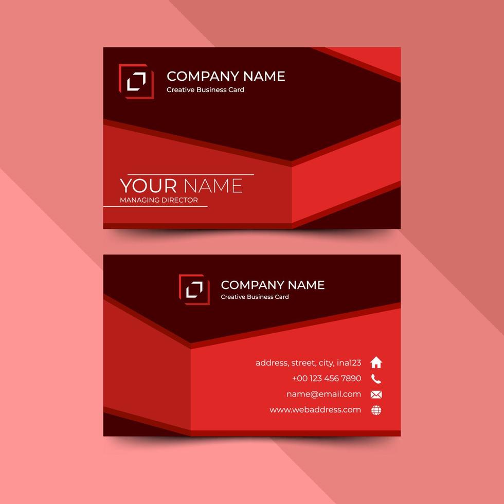 Modern red business card design template, design vector illustration