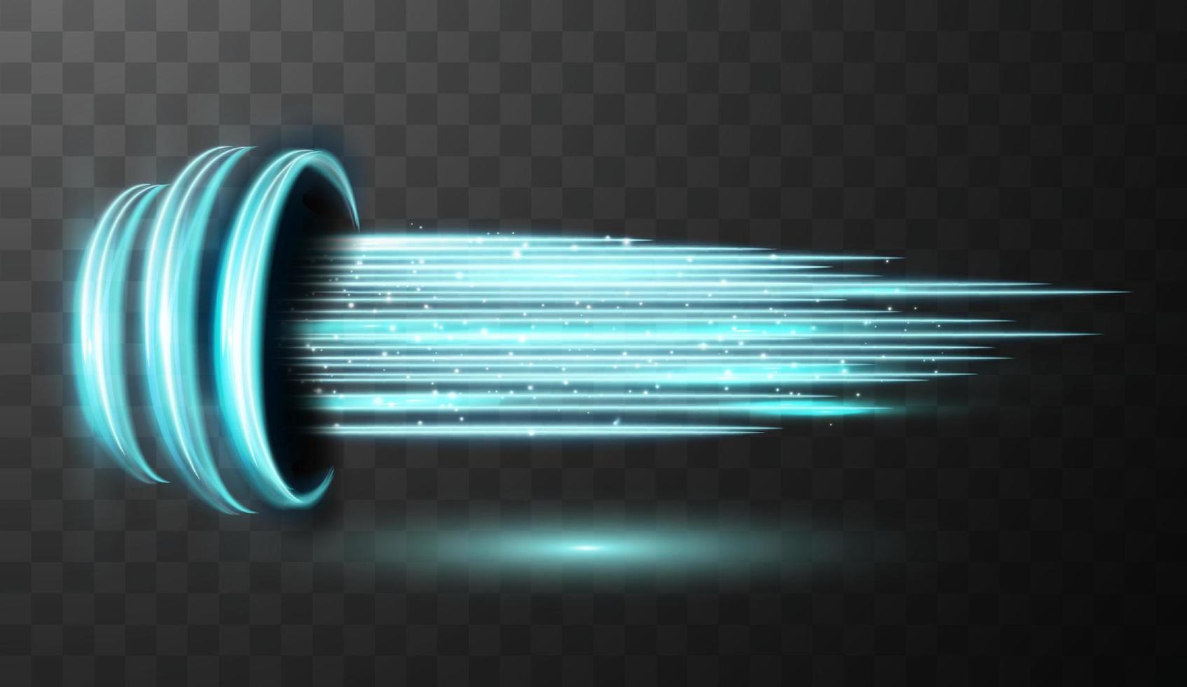 Blue glowing shiny spiral lines abstract light speed and shiny wavy trail vector