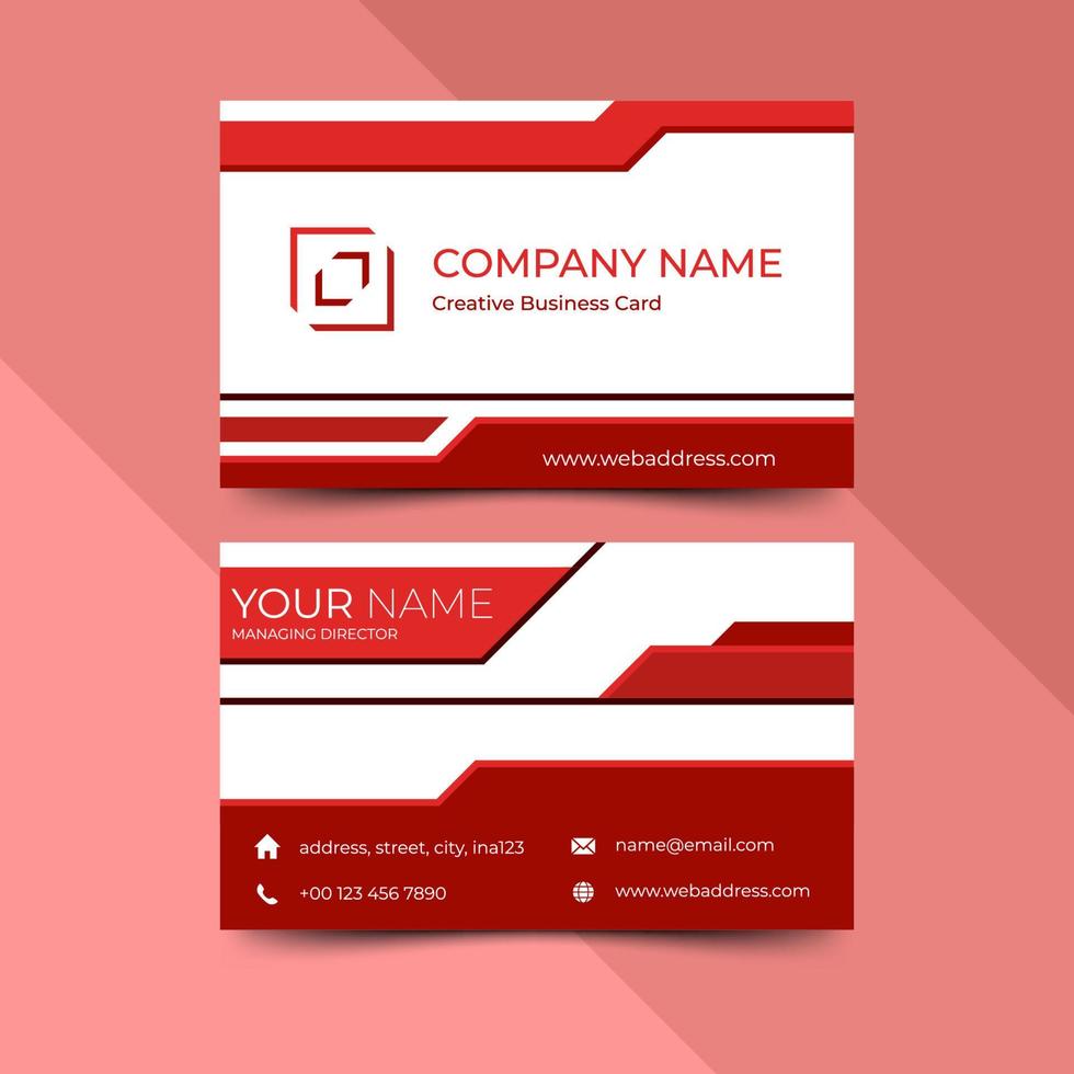 Modern red business card design template, design vector illustration