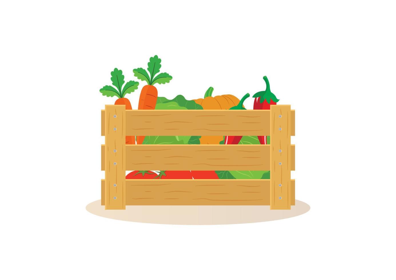 Wooden Crate Full Of Vegetables Clipart vector