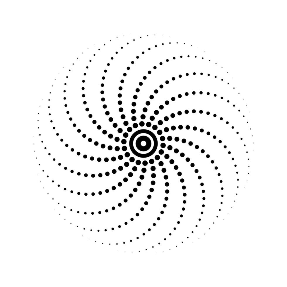 Circle halftone spiral background. Radial speed lines in circle form for comic books. Fireworks explosion background. Vector illustration. Starburst round Logo. Circular Sun design element