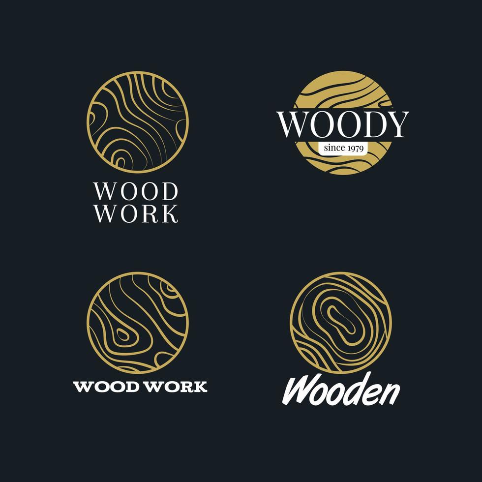 colección de diseño de logotipo de patrón de madera de forma redonda simple vector