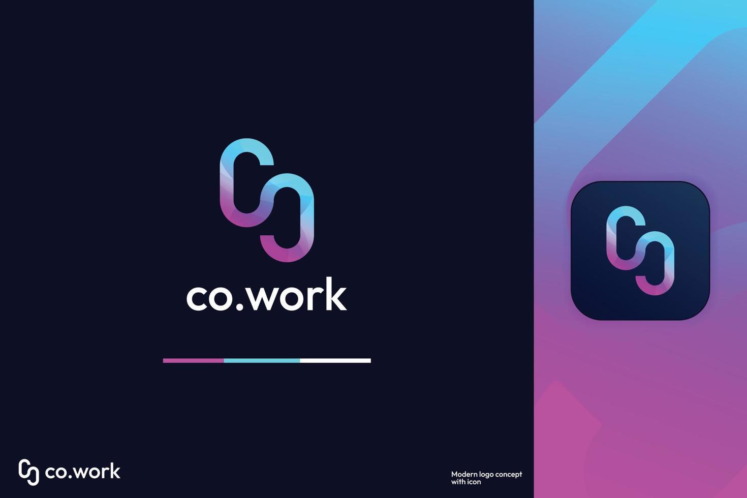 Modern Abstract Letter Shape C and O Logo Design Template With Icon vector