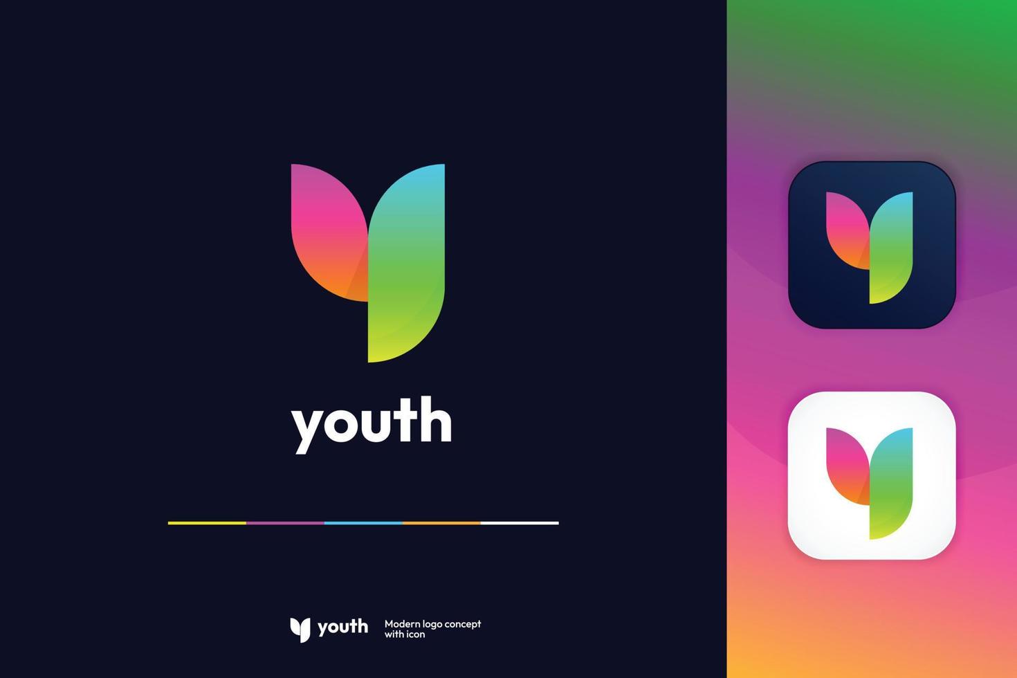 Modern Abstract Simple Letter Y Shape  Logo Design Template With Icon vector