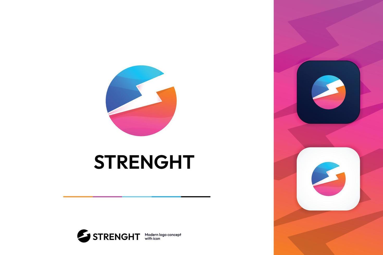 Modern Abstract Power Letter S Shape Logo Design Template With Icon vector