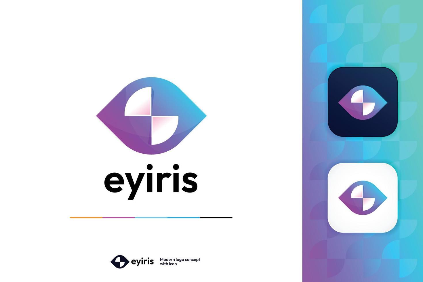 Modern Abstract Eye Shape Symbol Logo Design Template With Icon vector