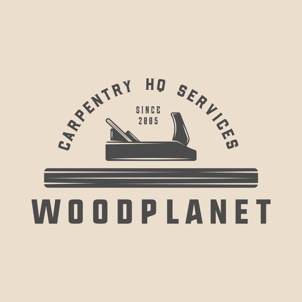 Vintage carpentry, woodwork and mechanic label, badge, emblem and logo. Vector illustration. Monochrome Graphic Art