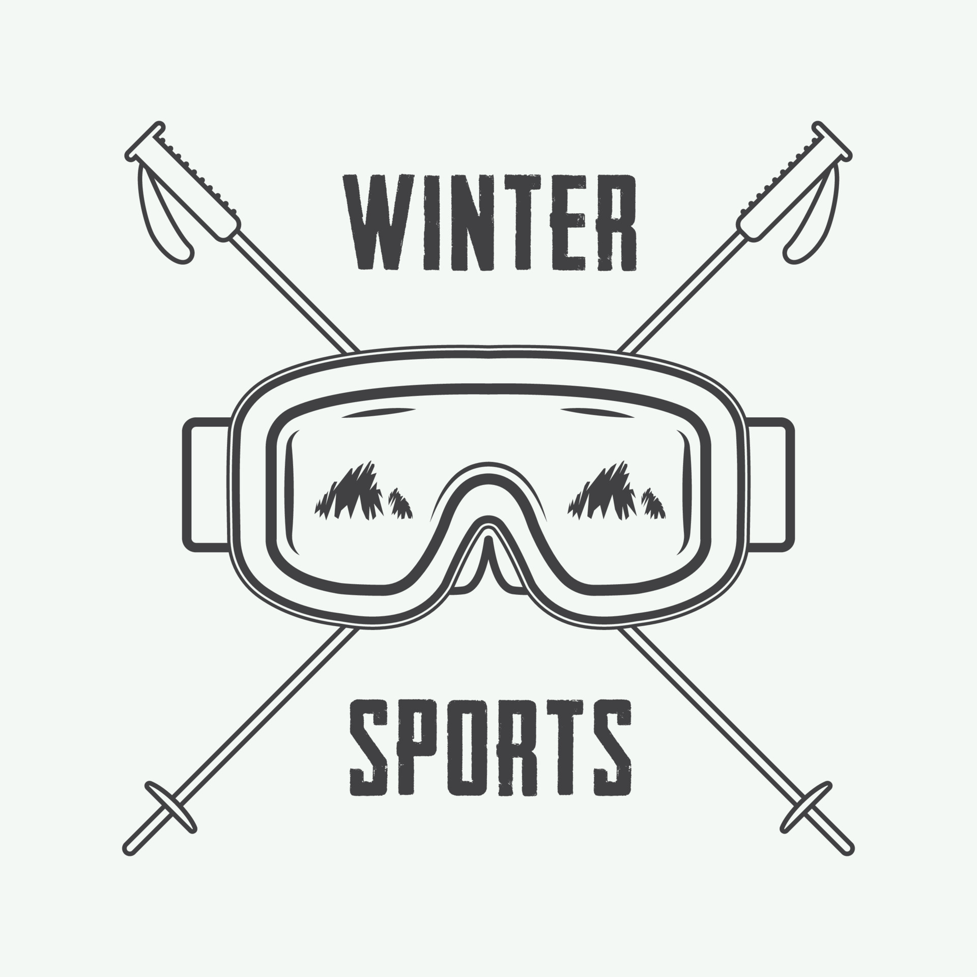 Vintage ski or winter sports logo, emblem, badge, label or ...