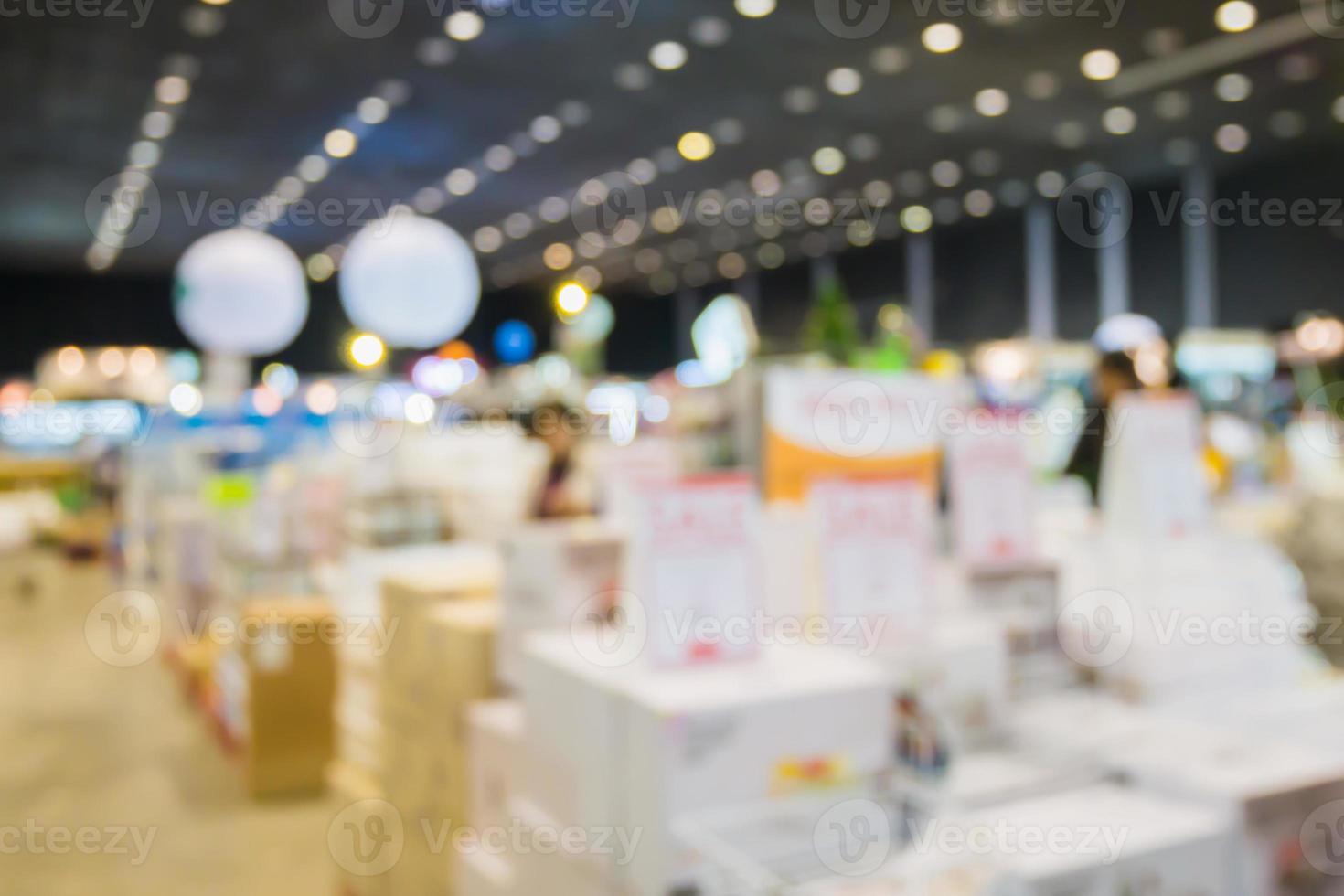 Abstract blur home improvement hardware store interior with bokeh light background photo