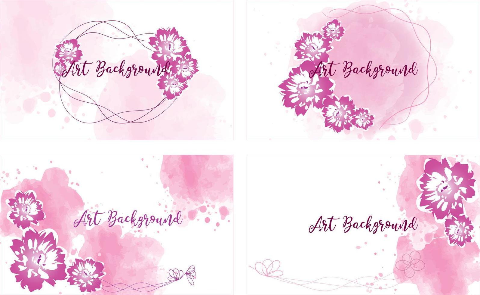 conjunto de color de agua vectorial rosa con fondos florales para afiches, folletos o volantes, paquete de afiches de color agua, volantes o tarjetas. plantilla de banner. vector