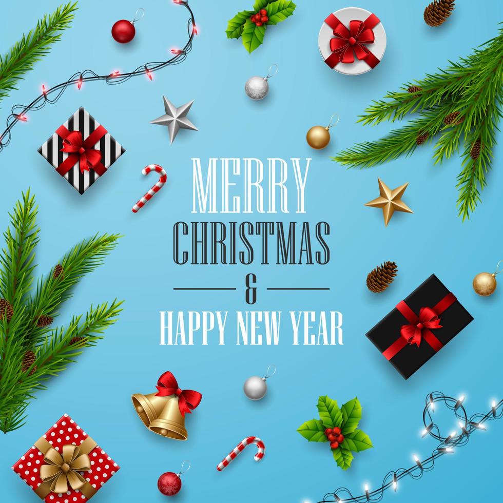 Christmas and Happy new year greeting card Composition of Elements ...