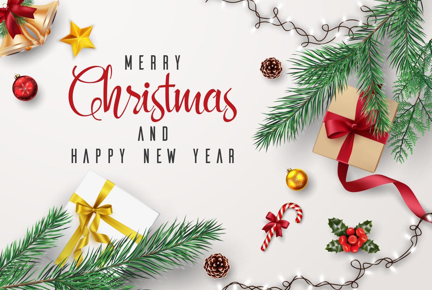 Christmas and Happy new year greeting card Composition of Elements ...