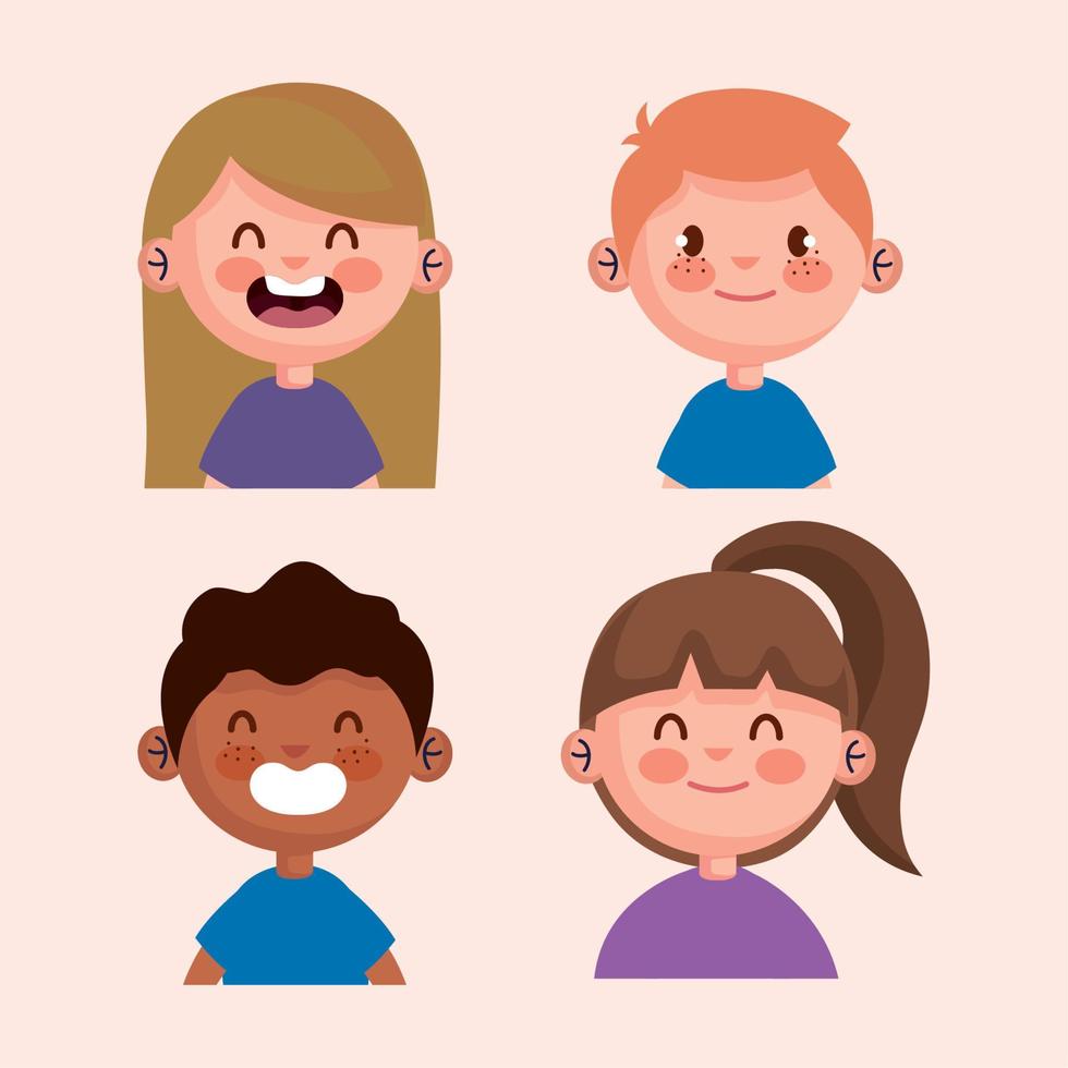 paquete de personajes de niños pequeños vector