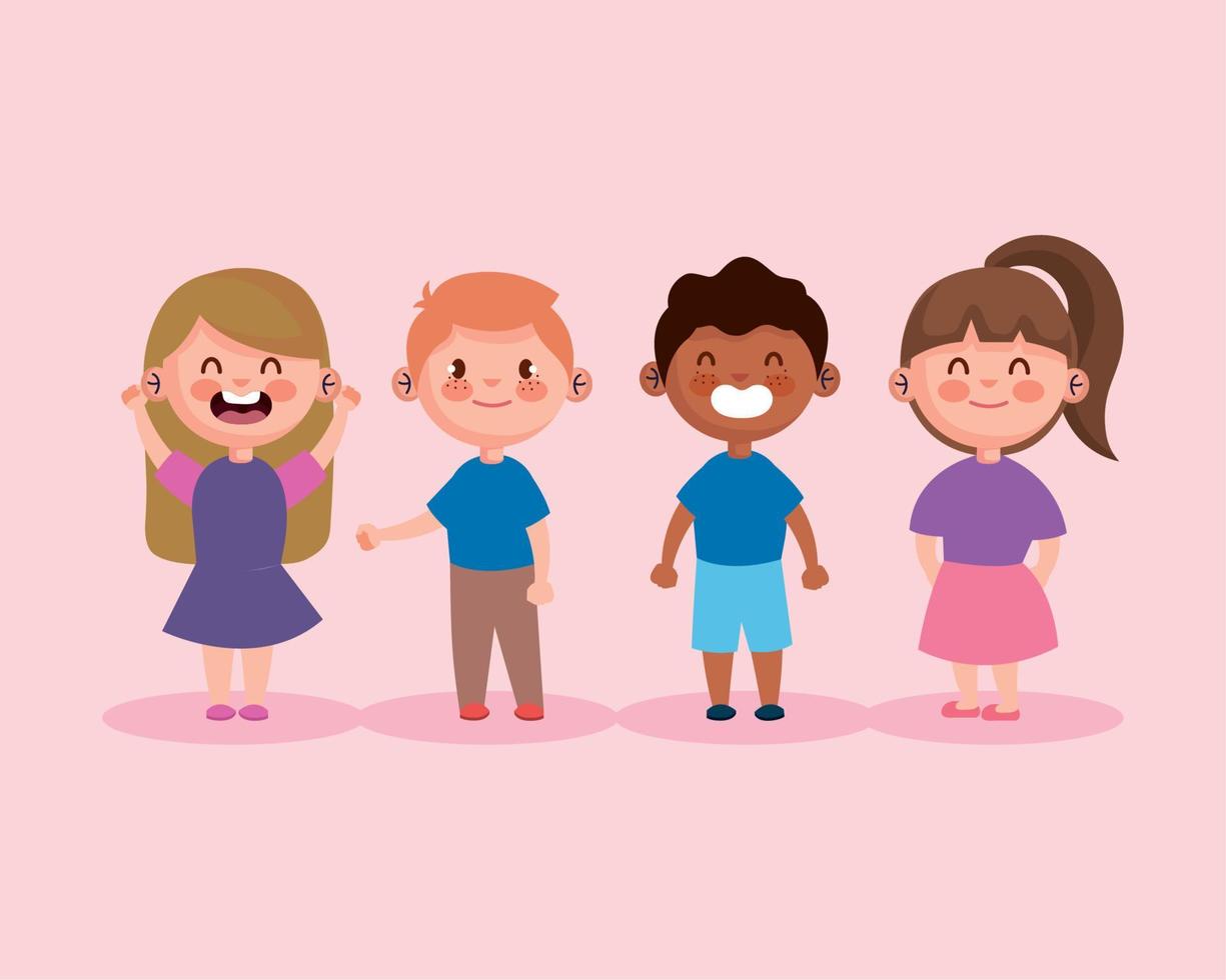 group of little kids characters vector