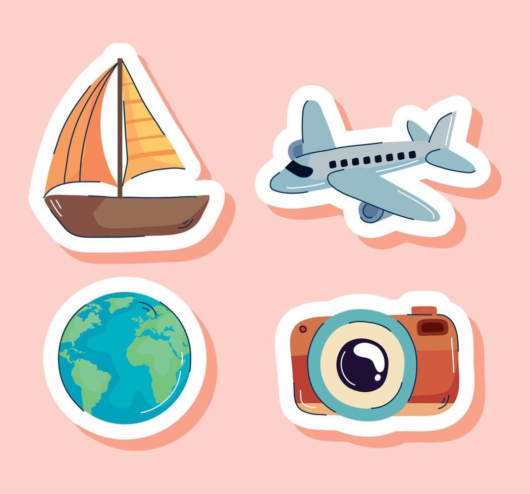 four travel icons vector