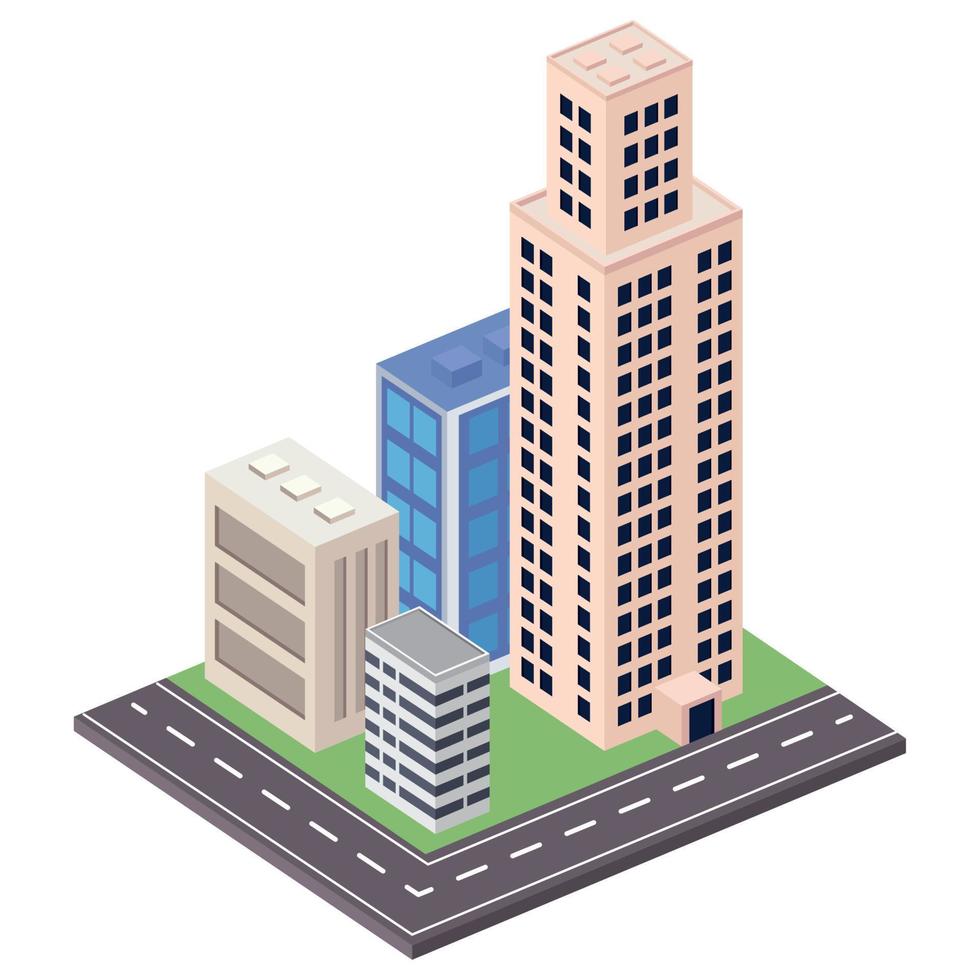 four buildings scene vector