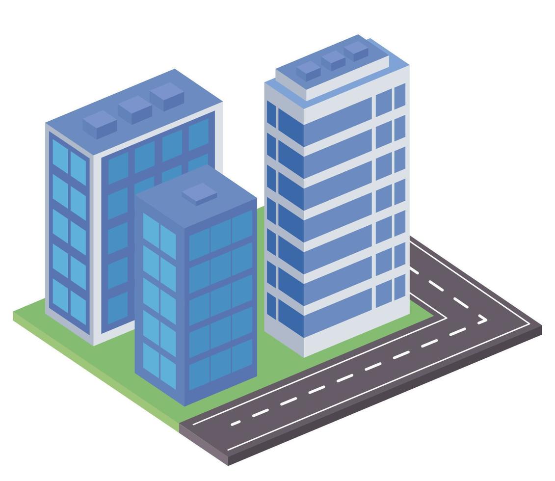 three buildings scene vector