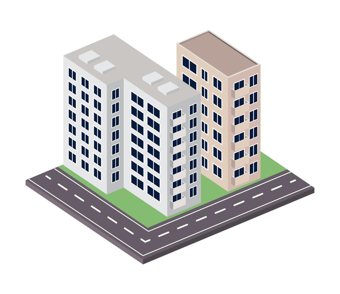 two buildings scene vector