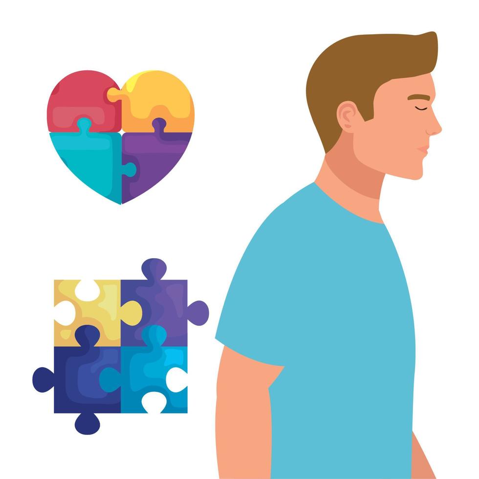 man and puzzles vector