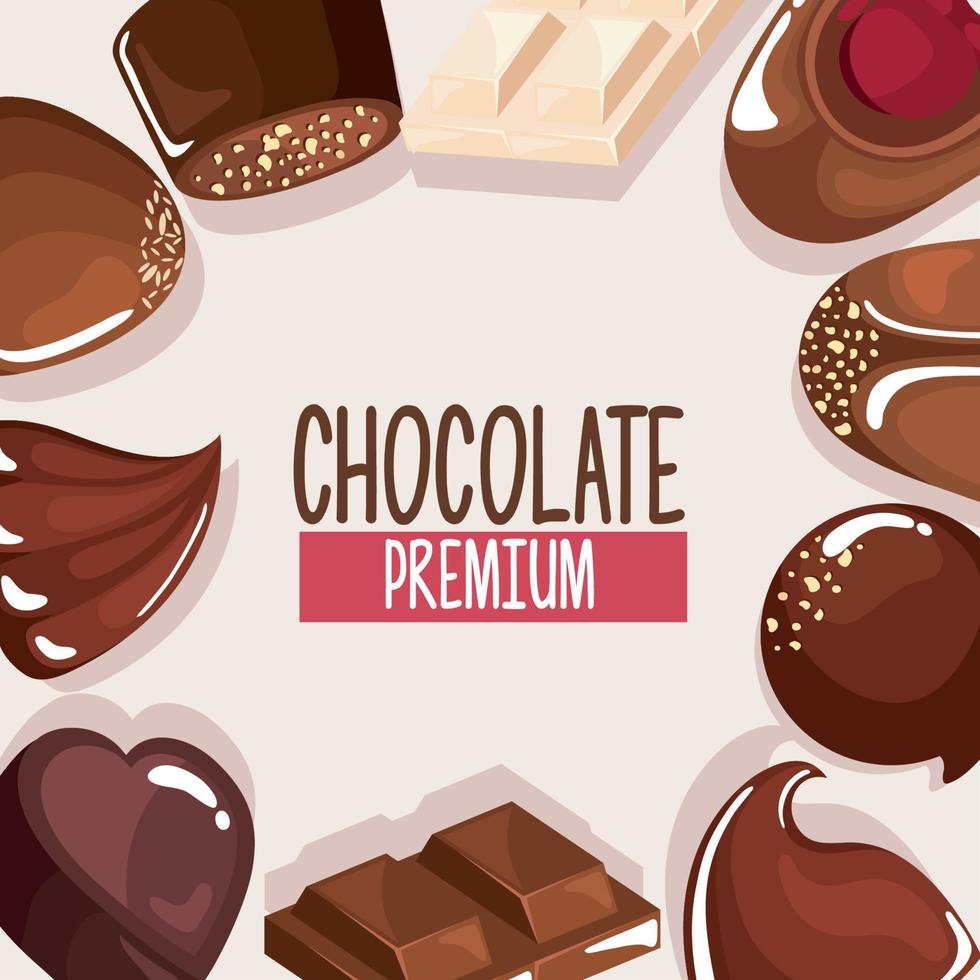 chocolate products around vector