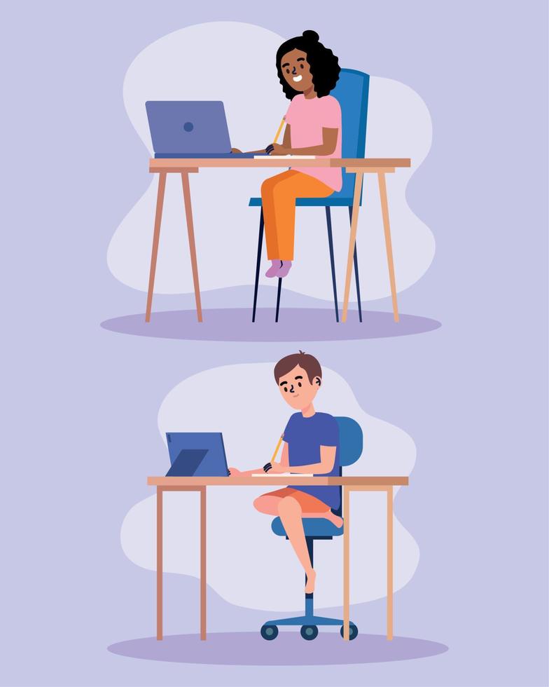 couple students online vector