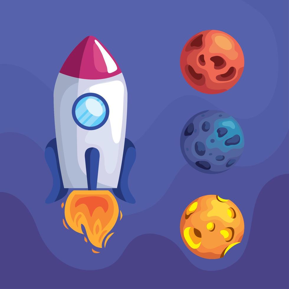 planets and rocket vector