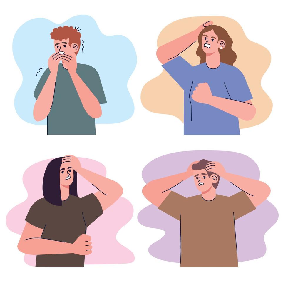 four irritated people vector