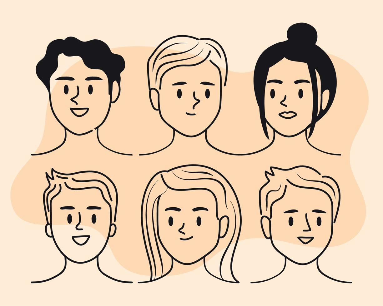 six persons doddle vector