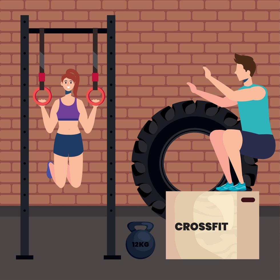 couple on gym vector