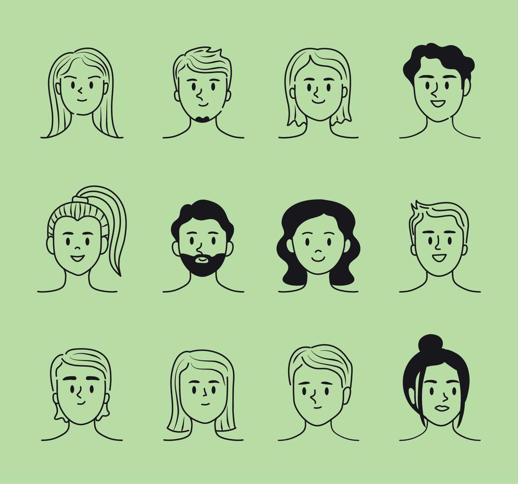 twelve persons doddle vector