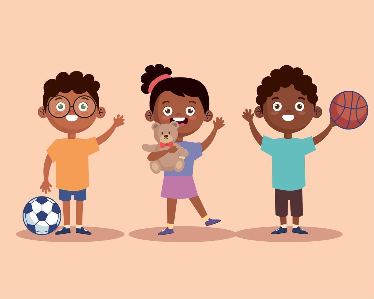 afro kids characters vector