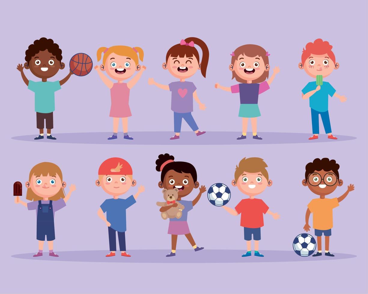 interracial ten kids vector