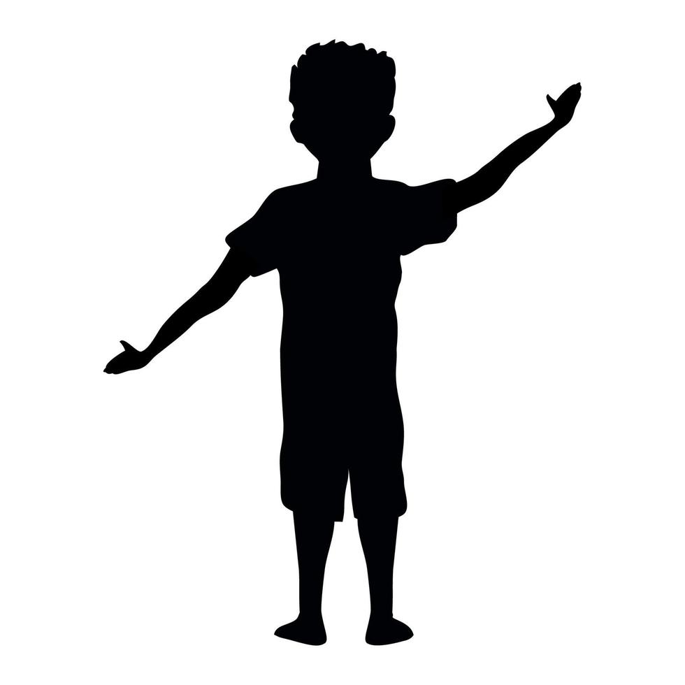 boy silhouette with hand up vector