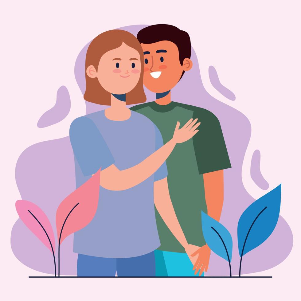 pareja de amantes interraciales vector